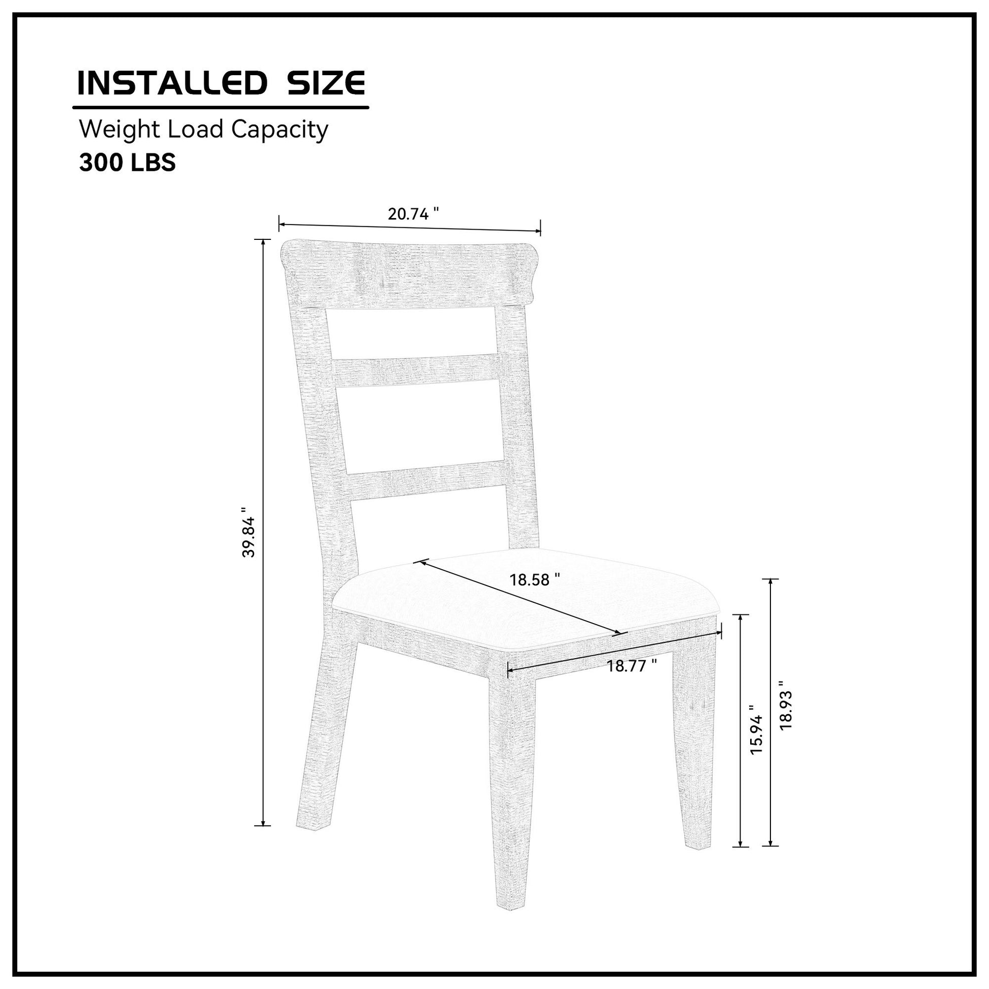 Dining Chair 19.1*24*37.4Inch Set Of 2,Upholstered Cushion Seat Wooden Ladder Back Side Chairs Dark Gray Dark Gray Pine