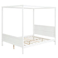 Queen Size Canopy Platform Bed With Headboard And Footboard,Slat Support Leg White Old Sku:Lt001912Aak White Solid Wood