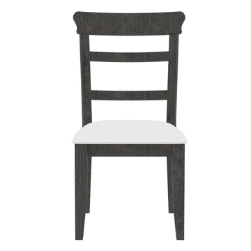 Dining Chair 19.1*24*37.4Inch Set Of 2,Upholstered Cushion Seat Wooden Ladder Back Side Chairs Dark Gray Dark Gray Pine