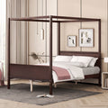 Queen Size Canopy Platform Bed With Headboard And Footboard,Slat Support Leg Espresso Old Sku:Lt001912Aap Espresso Solid Wood