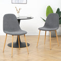 Light Grey Modern Fabric Chairs With Wood Transfer Metal Leg Set Of 4 Light Gray Metal