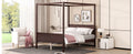 Queen Size Canopy Platform Bed With Headboard And Footboard,Slat Support Leg Espresso Old Sku:Lt001912Aap Espresso Solid Wood