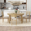 5 Piece Multifunctional Dining Table Set, Farmhouse Dining Set With Extendable Round Table ,Two Small Drawers And 4 Upholstered Dining Chairs For Kitchen And Dining Room Natural Wood Wash Natural Wood Wash Solid Wood