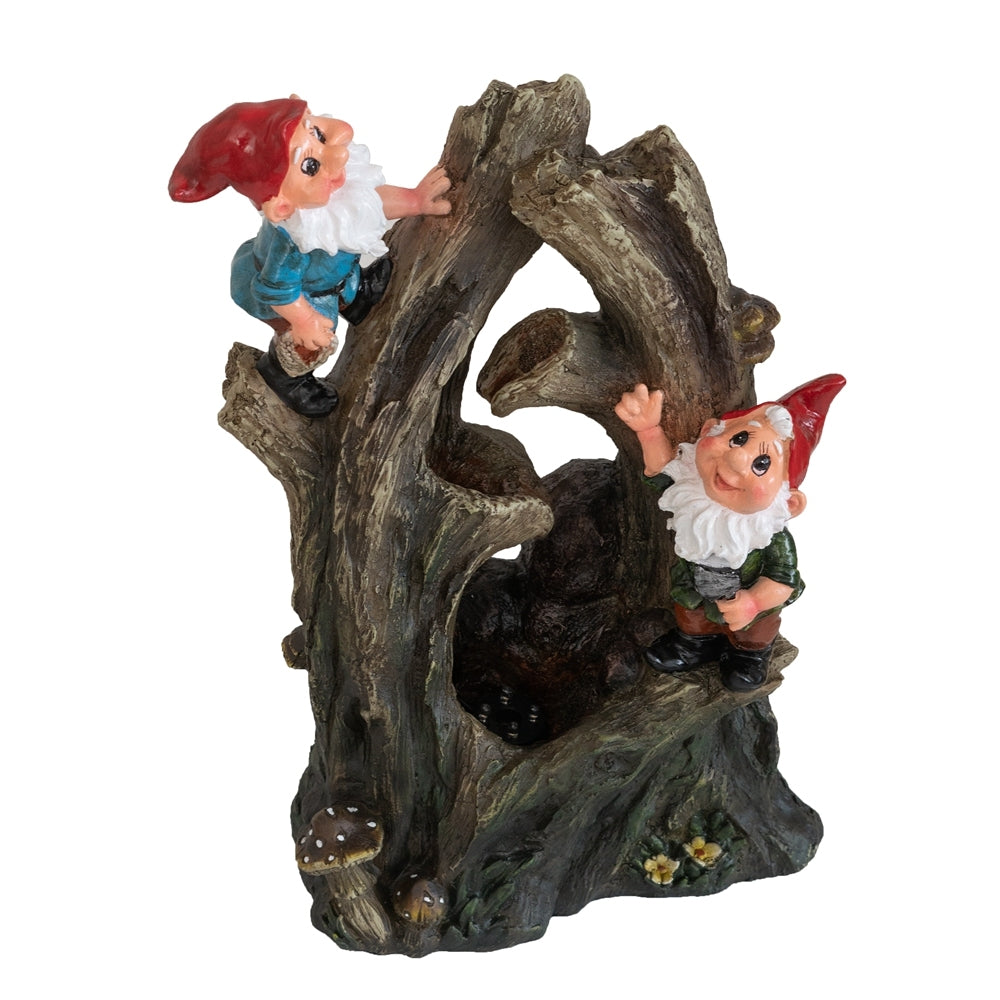 8.3x4.7x13.8" Decorative Woodland Gnome Water Fountain brown-primary living space-art