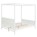 Queen Size Canopy Platform Bed With Headboard And Footboard,Slat Support Leg White Old Sku:Lt001912Aak White Solid Wood