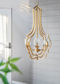 4 Light Metal Chandelier, Hanging Light Fixture With Adjustable Chain For Kitchen Dining Room Foyer Entryway, Bulb Not Included Gold Iron