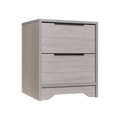 Grey Wooden Nightstand With Two Drawers For Bedrooms And Other Places. Antique Gray 2 Drawers Bedroom Engineered Wood