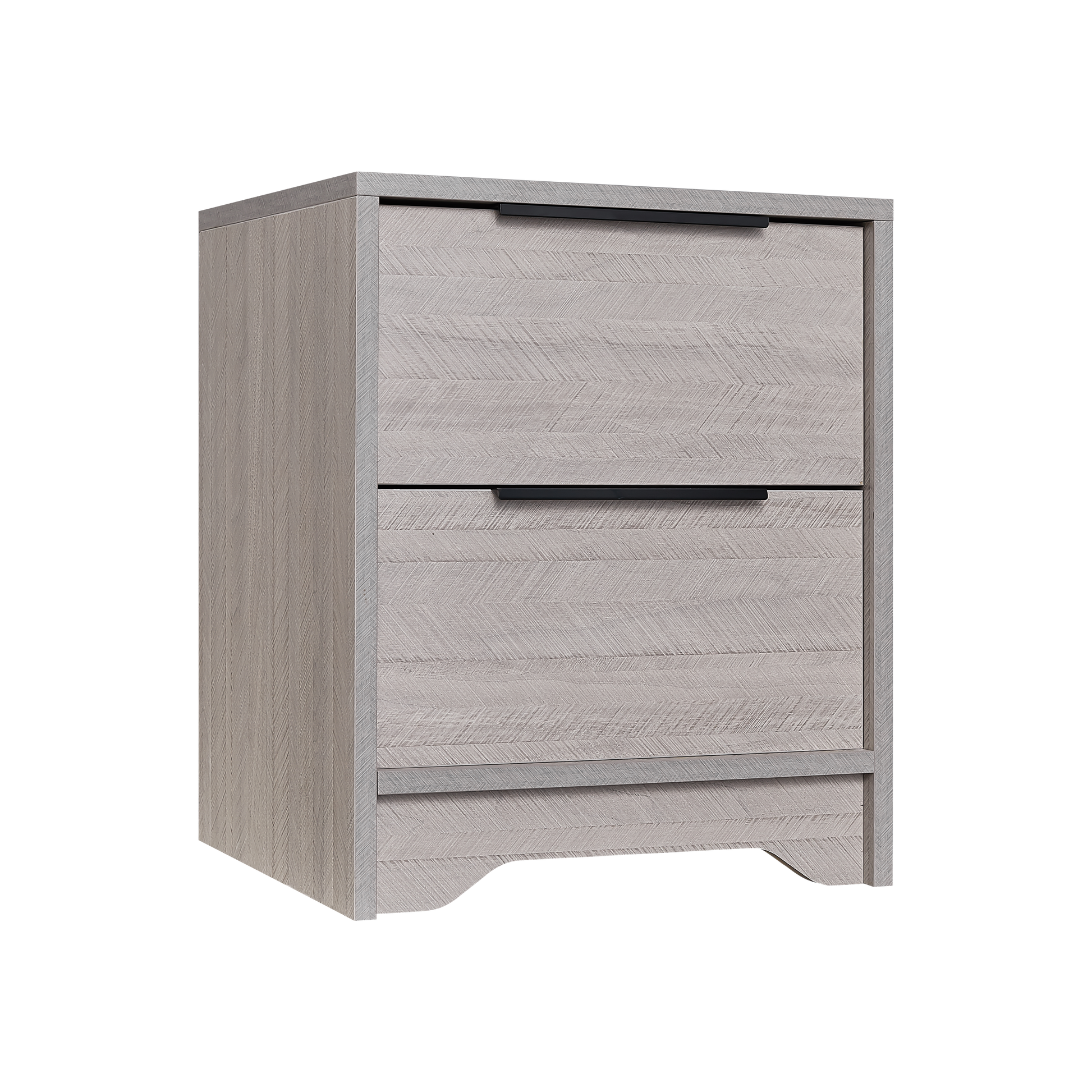 Grey Wooden Nightstand With Two Drawers For Bedrooms And Other Places. Antique Gray 2 Drawers Bedroom Engineered Wood