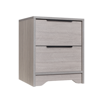 Grey Wooden Nightstand With Two Drawers For Bedrooms And Other Places. Antique Gray 2 Drawers Bedroom Engineered Wood