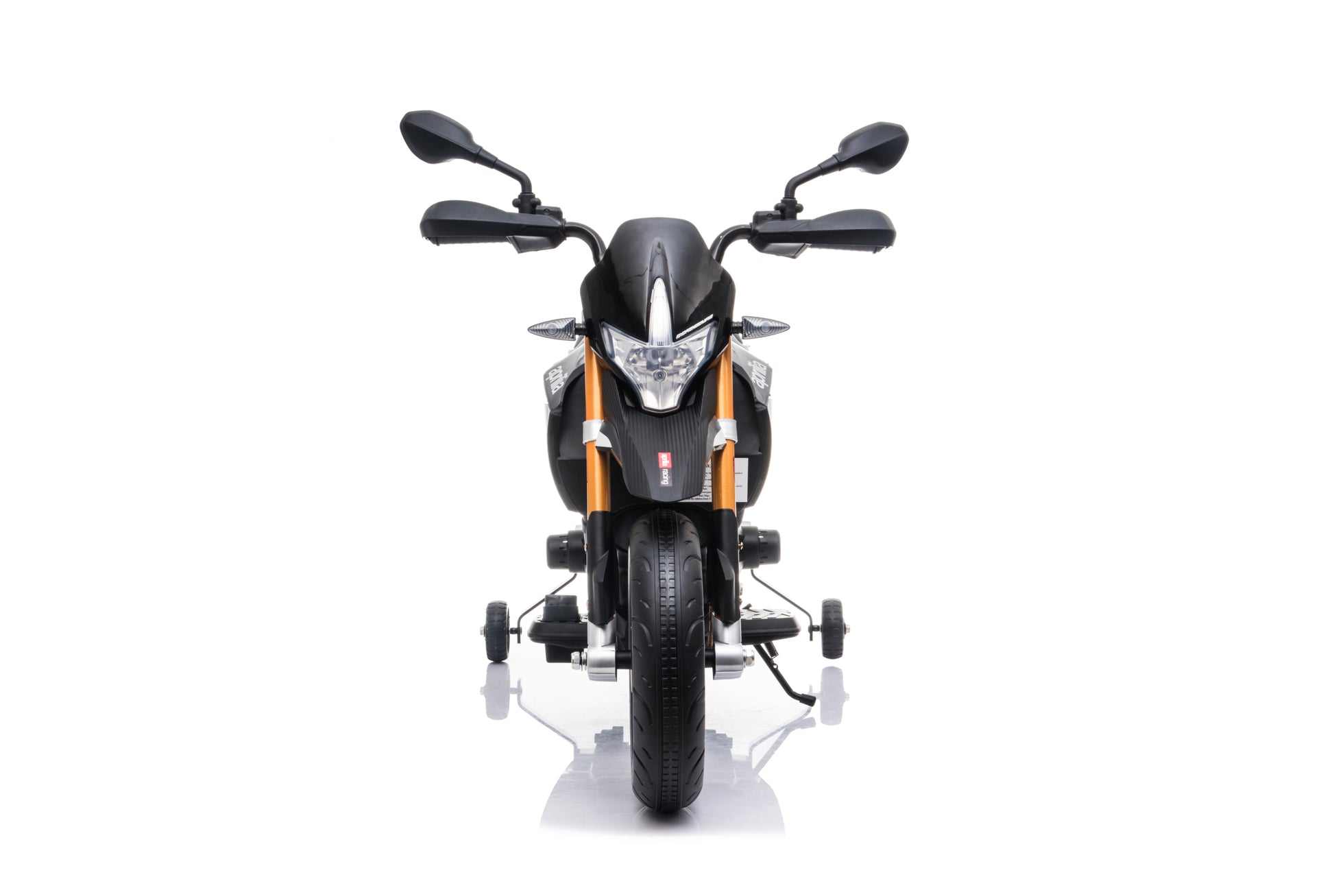 Black, Licensed Aprilia Electric Motorcycle, 12V Kids Motorcycle, Ride On Toy W Training Wheels, Spring Suspension, Led Lights, Sounds & Music, Mp3, Battery Powered Dirt Bike For Boys & Girls Black 50 99 Lbs Iron Plastic Iron Plastic Indoor & Outdoor Use