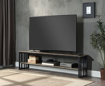 Zudora Tv Stand, Antique Oak & Black Finish Lv01754 Oak Mdf