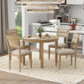 5 Piece Multifunctional Dining Table Set, Farmhouse Dining Set With Extendable Round Table ,Two Small Drawers And 4 Upholstered Dining Chairs For Kitchen And Dining Room Natural Wood Wash Natural Wood Wash Solid Wood