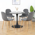 Light Grey Modern Fabric Chairs With Wood Transfer Metal Leg Set Of 4 Light Gray Metal