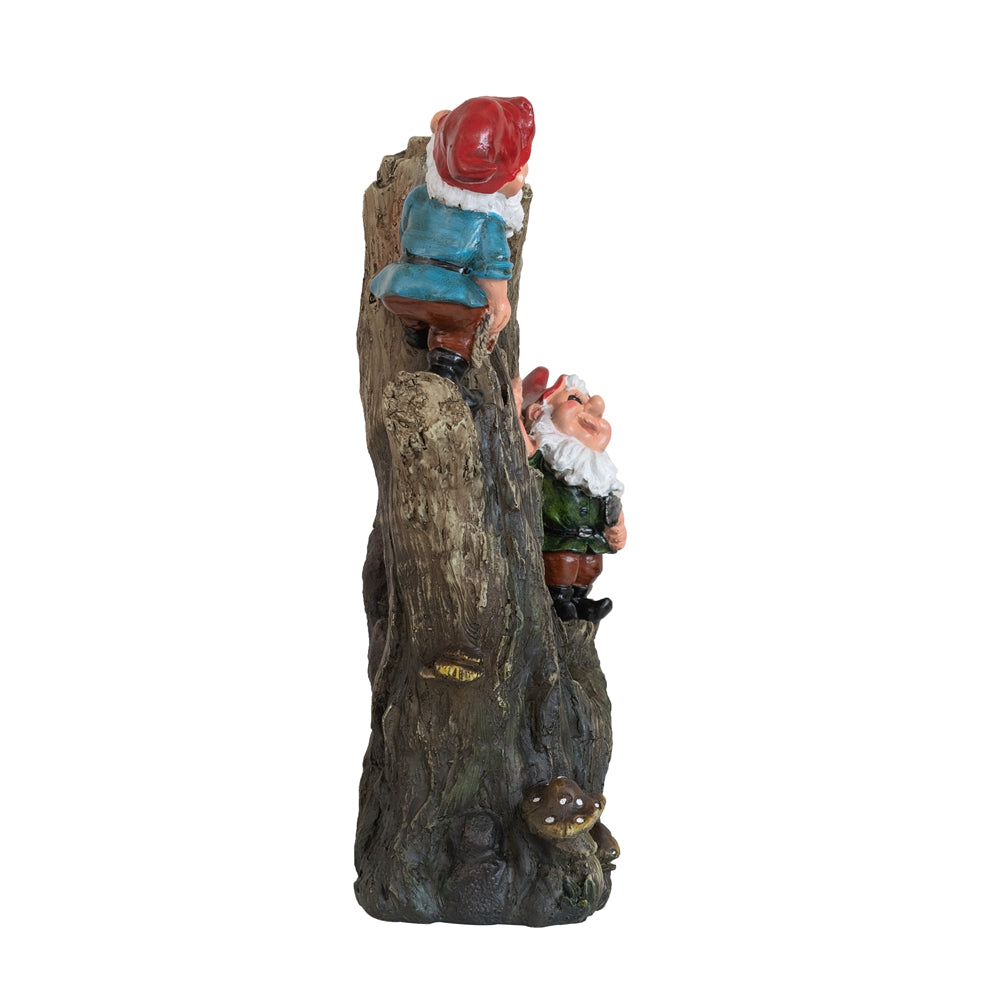 8.3X4.7X13.8" Decorative Woodland Gnome Water Fountain With Led Light, Brown Brown Primary Living Space Art Deco,Rustic,Traditional Polyresin