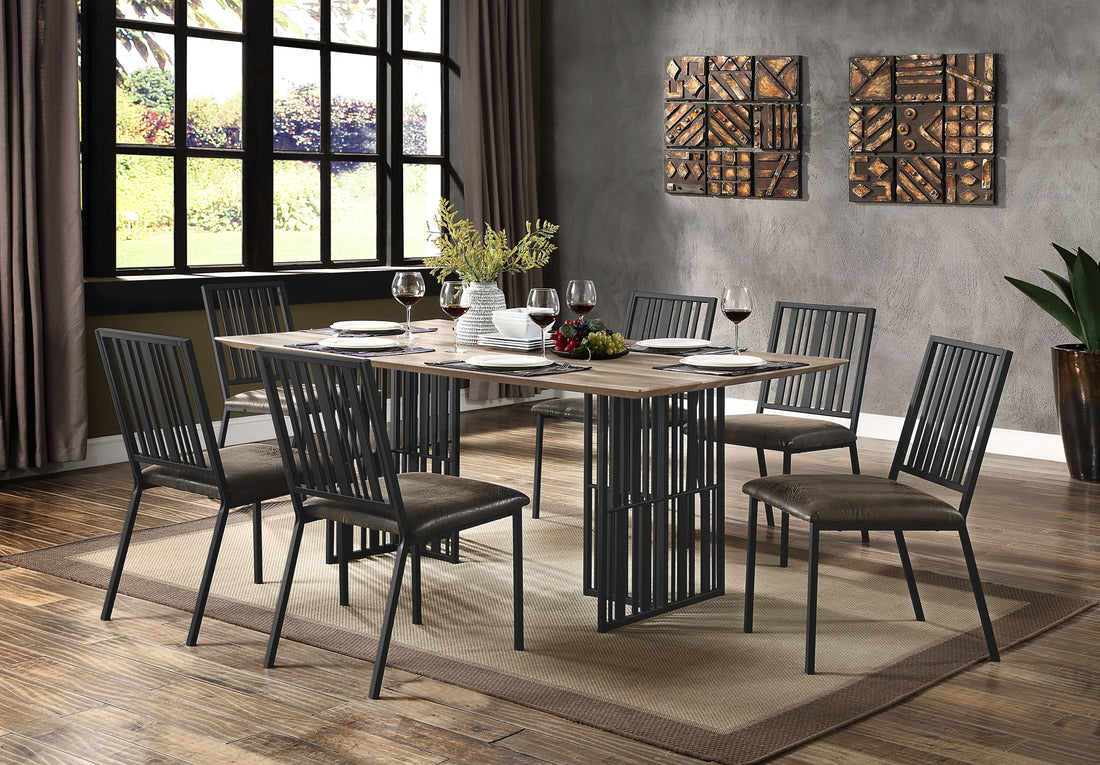 Zudora Dining Table, Antique Oak & Black Finish Dn01757 Black Mdf
