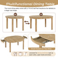 5 Piece Multifunctional Dining Table Set, Farmhouse Dining Set With Extendable Round Table ,Two Small Drawers And 4 Upholstered Dining Chairs For Kitchen And Dining Room Natural Wood Wash Natural Wood Wash Solid Wood