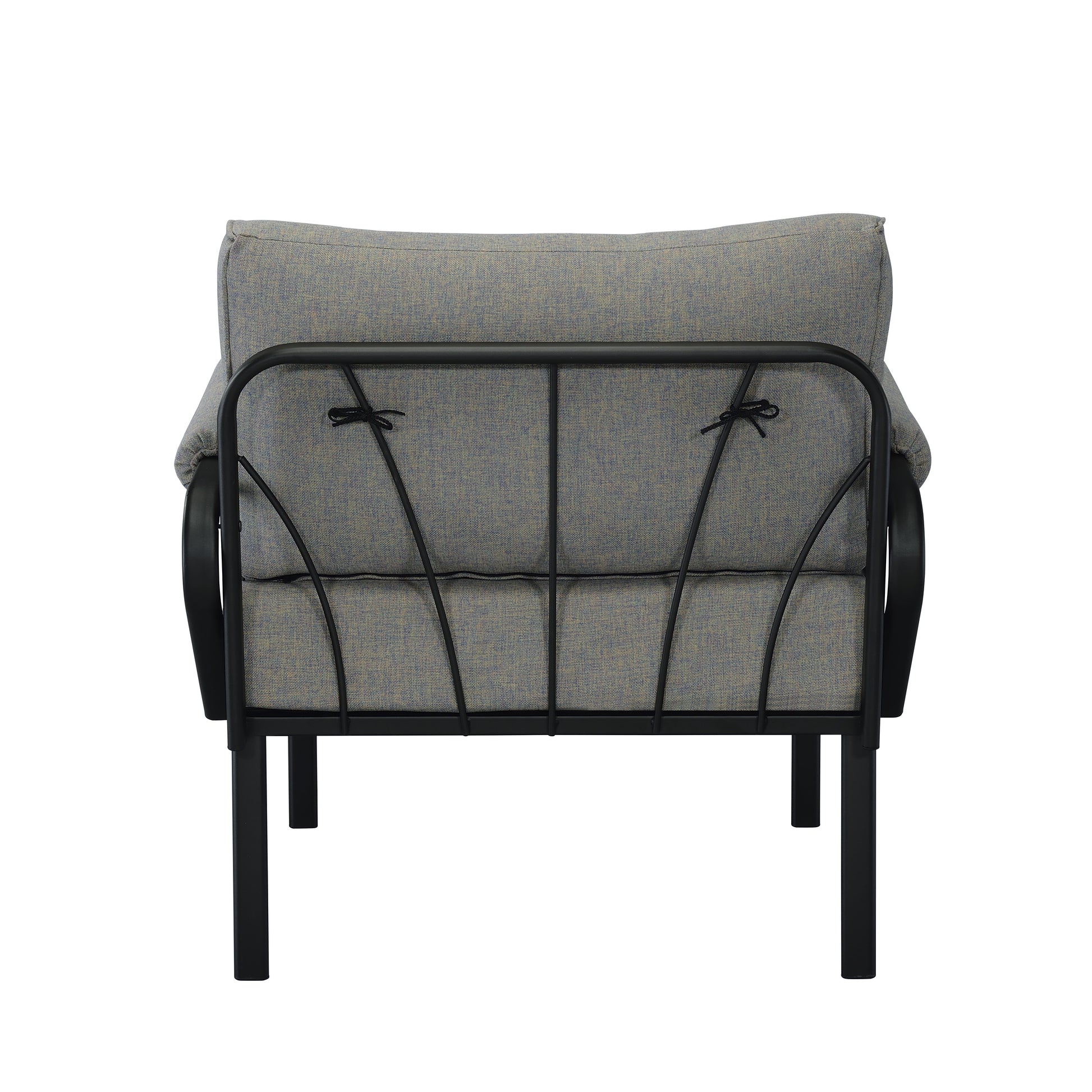 Rajni Patio Arm Chair, Gray Fabric & Black Finish Ot01761 Gray Fabric