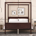 Queen Size Canopy Platform Bed With Headboard And Footboard,Slat Support Leg Espresso Old Sku:Lt001912Aap Espresso Solid Wood