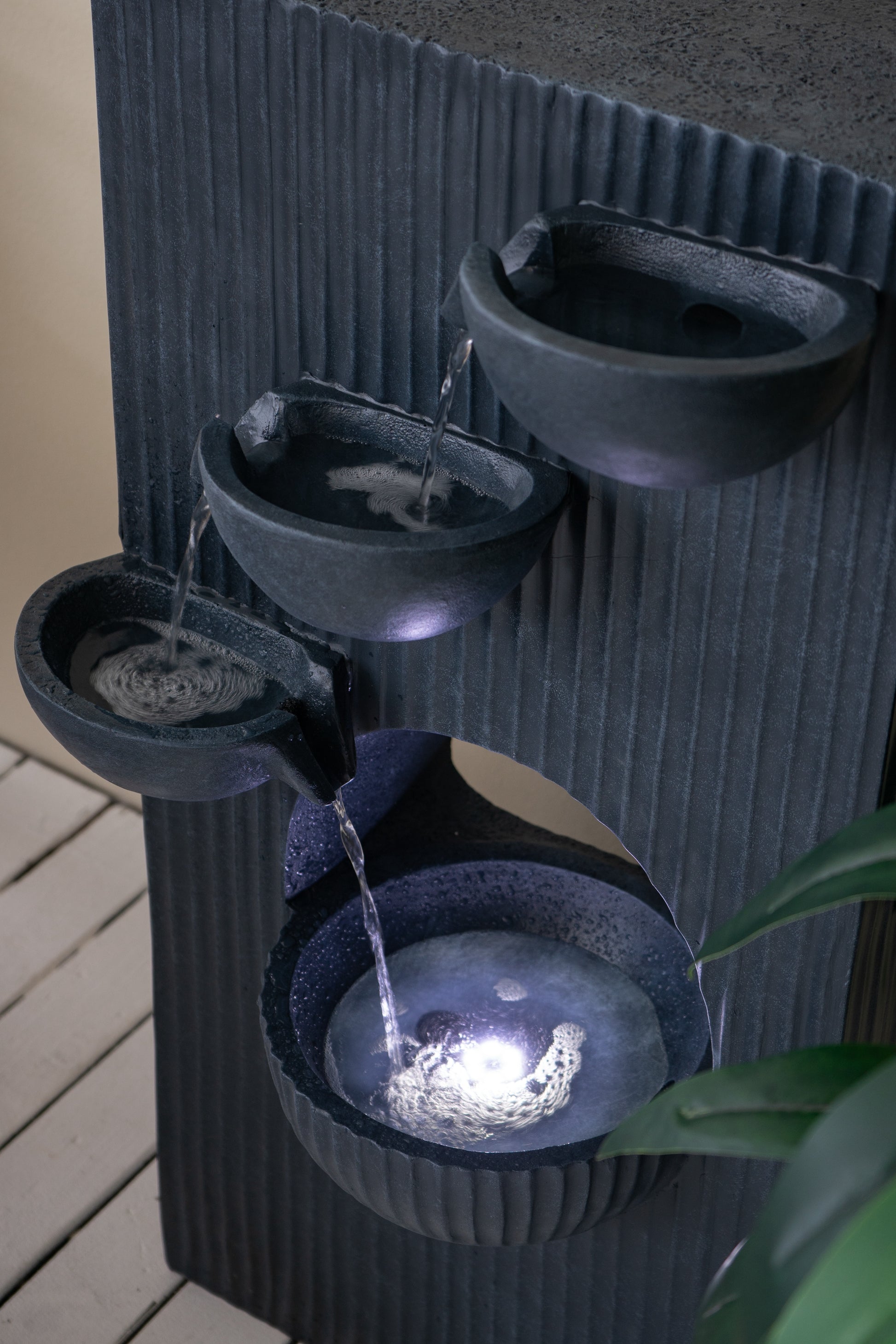 16.5X9.8X31.9" Decorative 4 Tier Minimalist Water Fountain With Light For Indoor Outdoor, Black Black Garden & Outdoor Art Deco,Contemporary,Minimalist,Modern,Traditional Polyresin