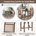 3 Piece Wood Counter Height Drop Leaf Dining Table Set With 2 Upholstered Dining Chairs For Small Place, Brown Brown Wood Dining Room Folding Rubberwood Oval Dining Table With Chair Upholstered Chair Wood Brown Solid Back Seats 2 60 Inches Drop Leaf