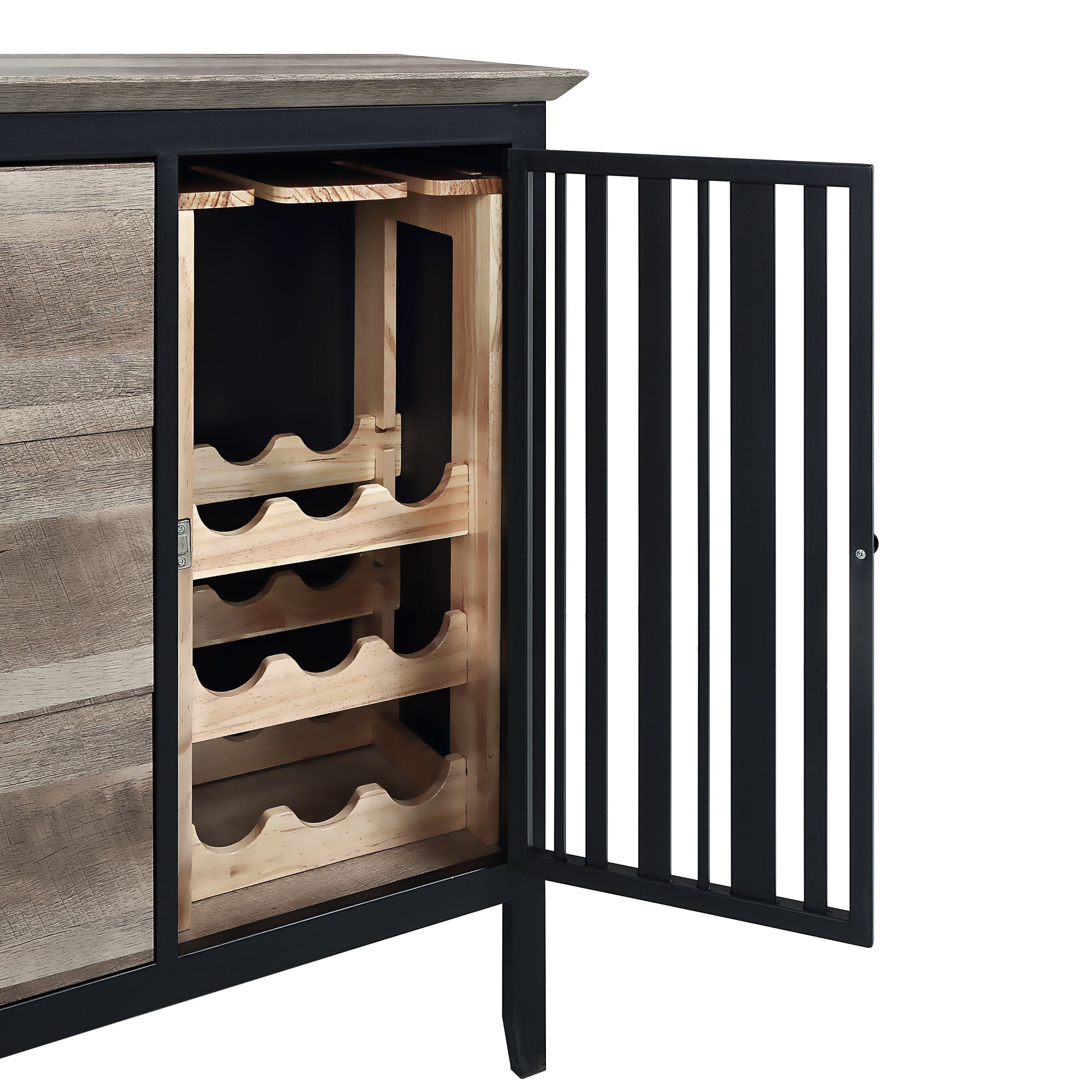 Zudora Server, Antique Oak & Black Finish Dn01759 Black Mdf