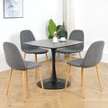 Light Grey Modern Fabric Chairs With Wood Transfer Metal Leg Set Of 4 Light Gray Metal