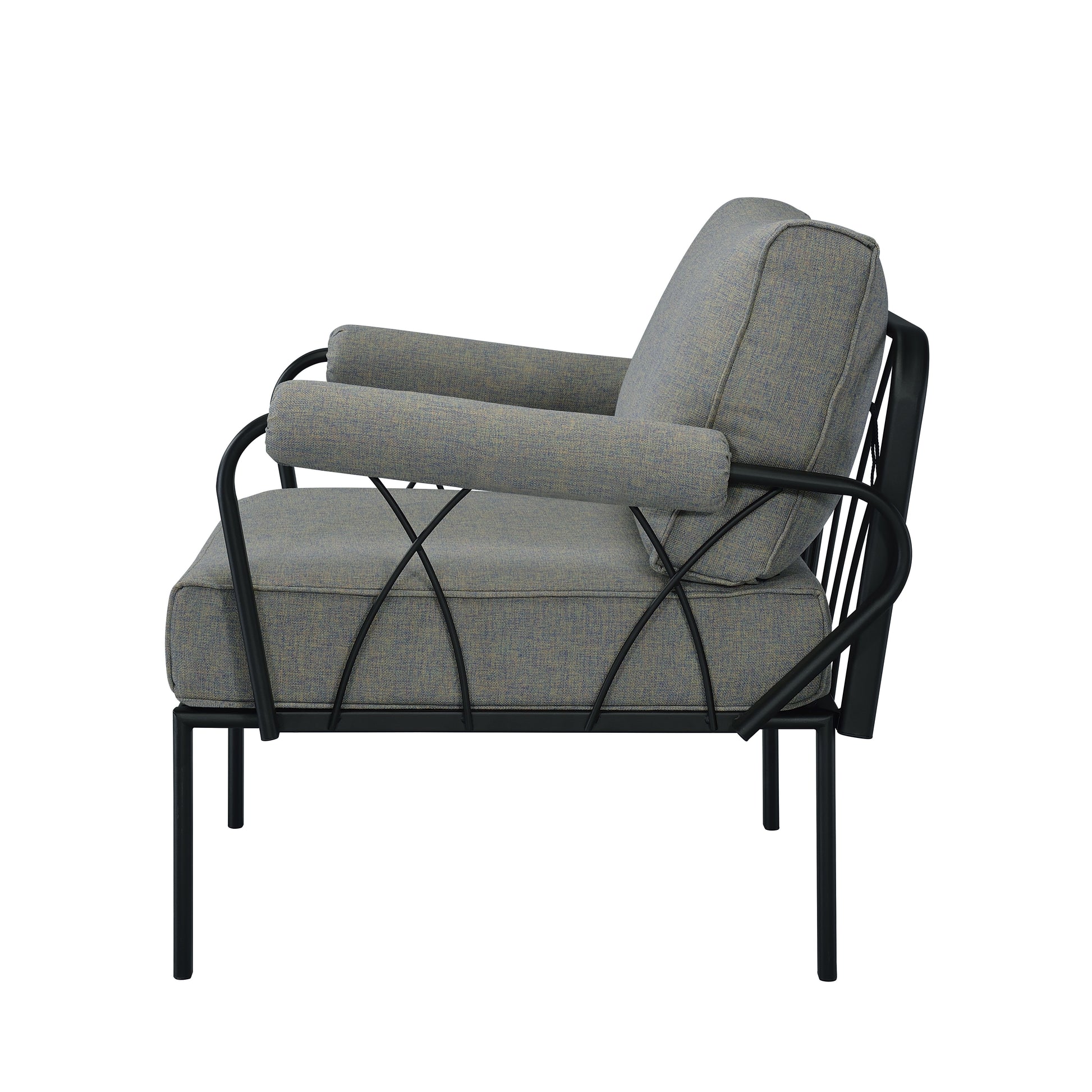 Rajni Patio Arm Chair, Gray Fabric & Black Finish Ot01761 Gray Fabric