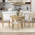 5 Piece Multifunctional Dining Table Set, Farmhouse Dining Set With Extendable Round Table ,Two Small Drawers And 4 Upholstered Dining Chairs For Kitchen And Dining Room Natural Wood Wash Natural Wood Wash Solid Wood