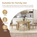 5 Piece Multifunctional Dining Table Set, Farmhouse Dining Set With Extendable Round Table ,Two Small Drawers And 4 Upholstered Dining Chairs For Kitchen And Dining Room Natural Wood Wash Natural Wood Wash Solid Wood