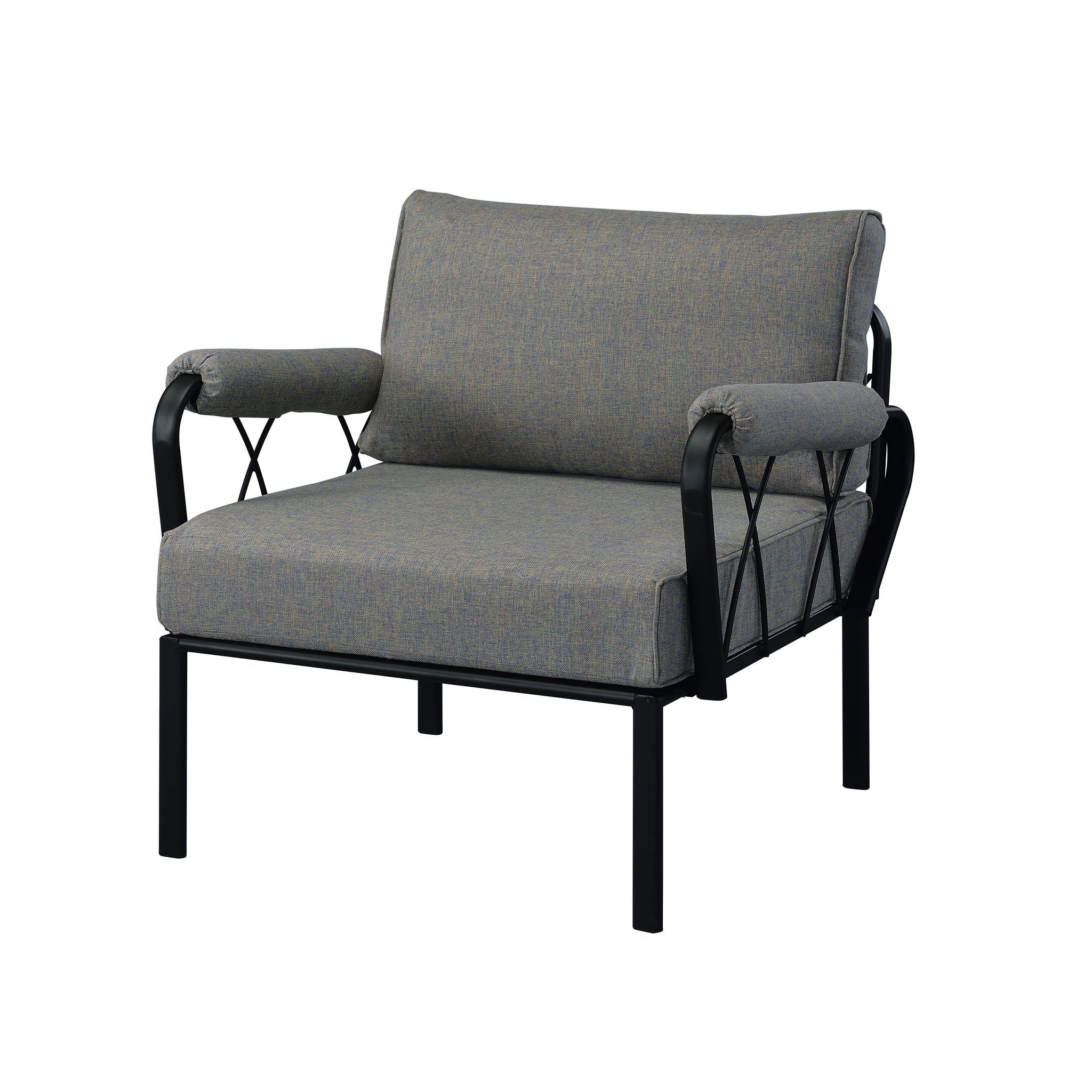 Rajni Patio Arm Chair, Gray Fabric & Black Finish Ot01761 Gray Fabric