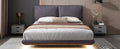 Queen Size Upholstered Platform Bed With Sensor Light And 2 Large Backrests, Stylish Platform Bed With 2 Sets Of Usb Port And Socket On Each Rear Bed Leg, Gray Gray Velvet
