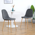 Light Grey Modern Fabric Chairs With Wood Transfer Metal Leg Set Of 4 Light Gray Metal