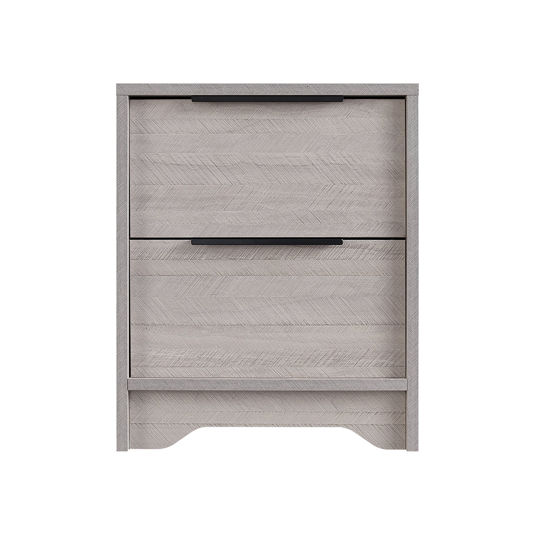Grey Wooden Nightstand With Two Drawers For Bedrooms And Other Places. Antique Gray 2 Drawers Bedroom Engineered Wood