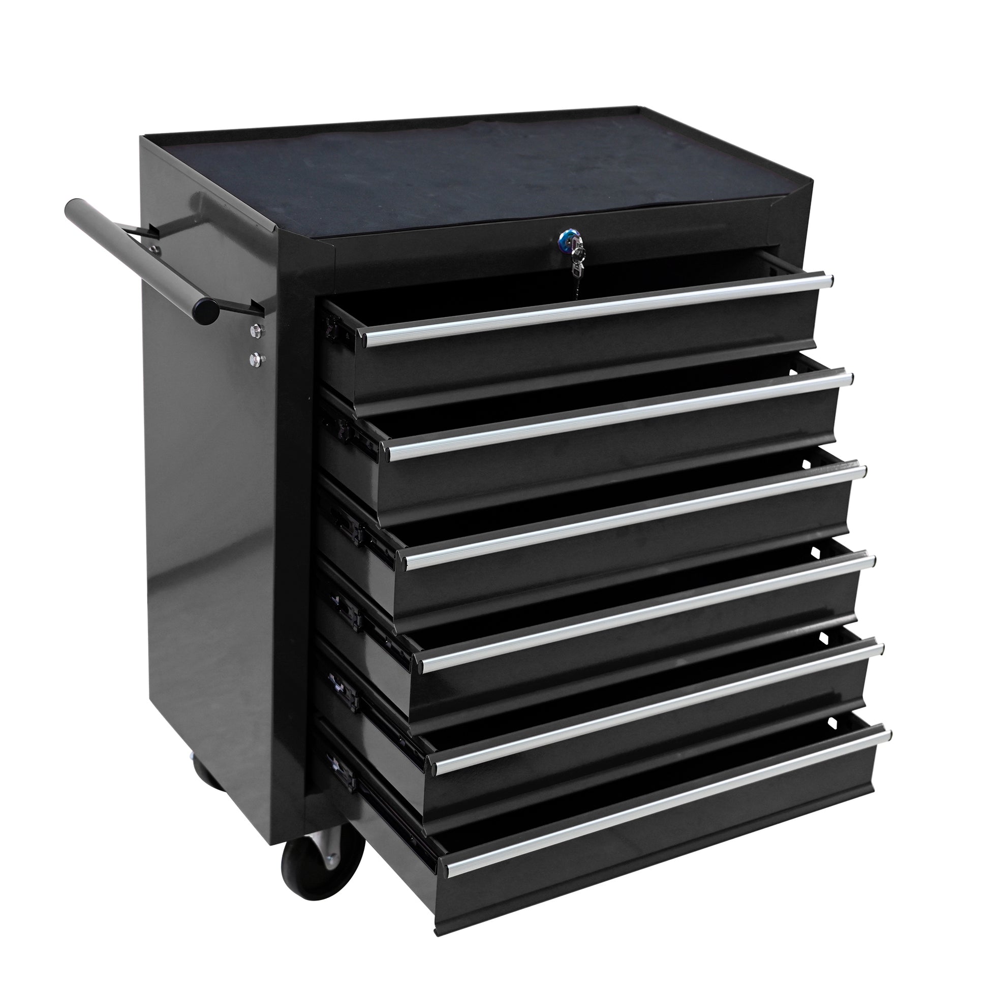 6 Drawers Multifunctional Tool Cart With Wheels Black Black Steel