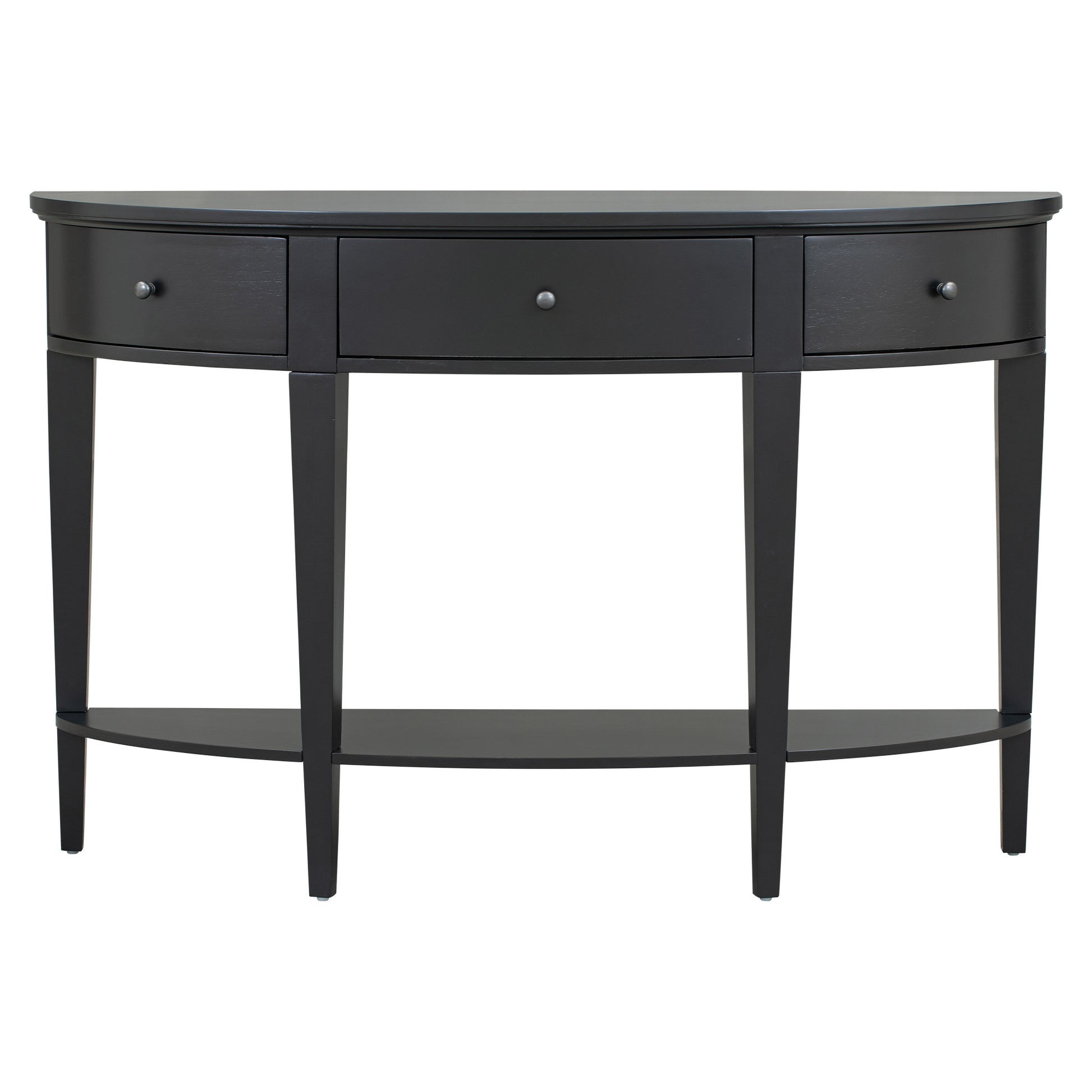 Modern Curved Console Table Sofa Table With 3 Drawers And 1 Shelf For Hallway, Entryway, Living Room Black Solid Wood Mdf