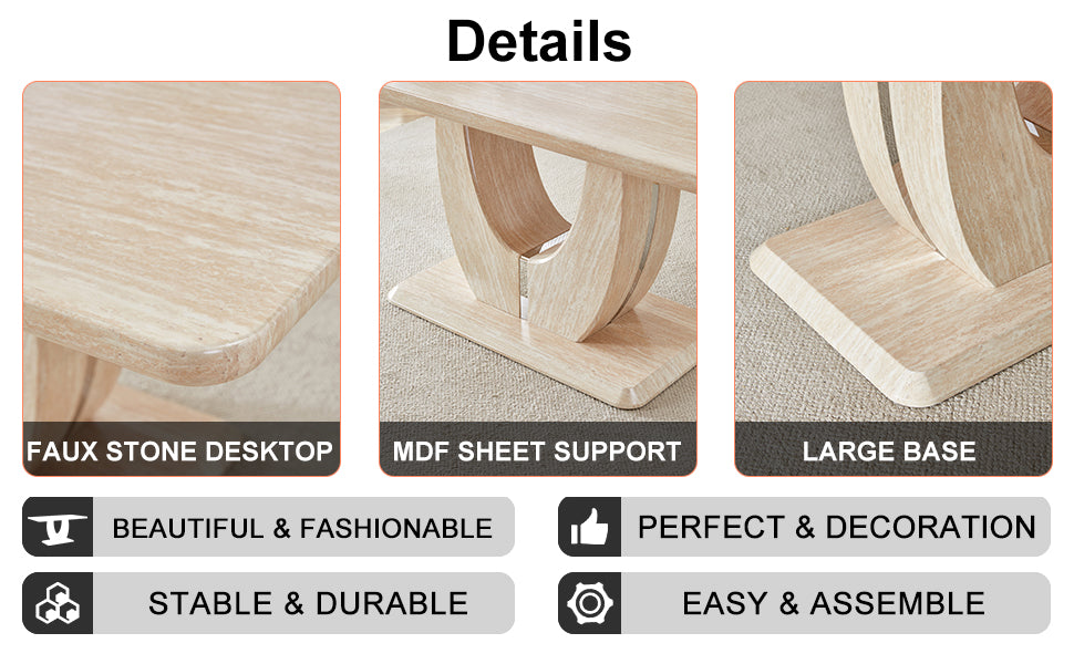 Modern Minimalist Luxury Mdf Rectangular Dining Table With Light Yellow Textured Stickers On The Table. Suitable For Restaurants, Living Rooms, Kitchens, And Study Rooms.F 1280 "63* "37* "30 Light Yellow Mdf