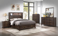 Kenzo Modern Style Queen 5Pc Storage Bedroom Set Made With Wood, Led Headboard, Bluetooth Speakers & Usb Ports Walnut Box Spring Not Required Queen Walnut Wood 5 Piece Set Bedroom Bed Included,Chest Included,Dresser Included,Mirror Included,Nightstand