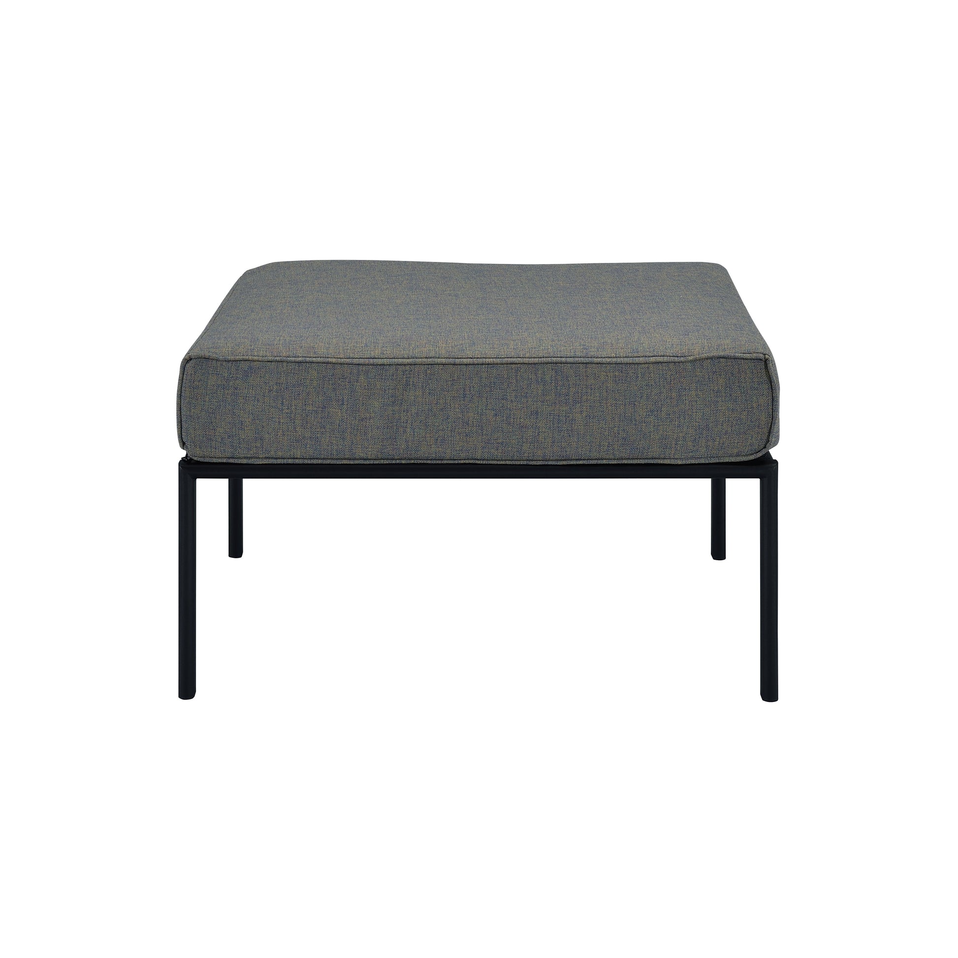 Rajni Patio Ottoman, Gray Fabric & Black Finish Ot01763 Gray Fabric