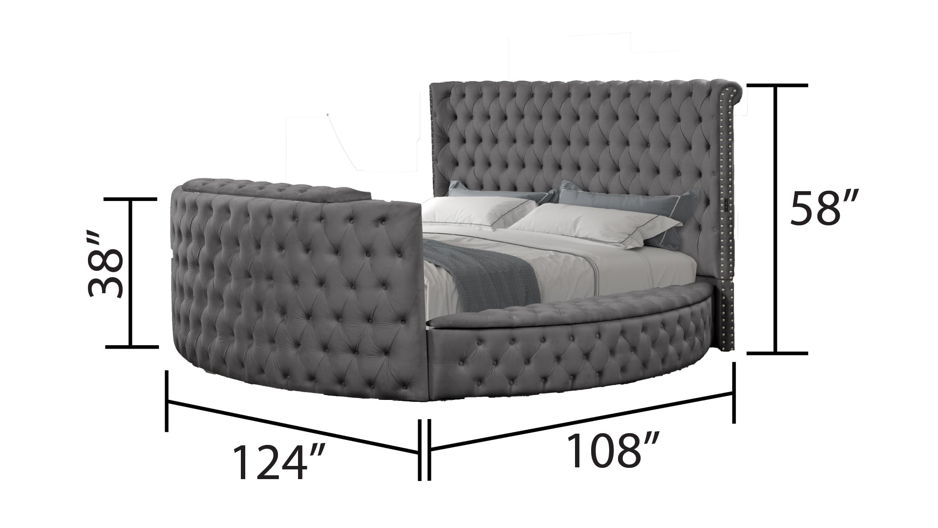 Maya Modern Style Crystal Tufted King 4Pc Bed Room Set Made With Wood In Gray Box Spring Not Required King Gray Wood 4 Piece Set Bedroom Bed Included,Dresser Included,Mirror Included,Nightstand Included Contemporary,Modern Upholstered Velvet Tufted Wood