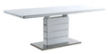 Kameryn Dining Table W Butterfly Leaf, White High Gloss Finish Dn02143 White Mdf Steel