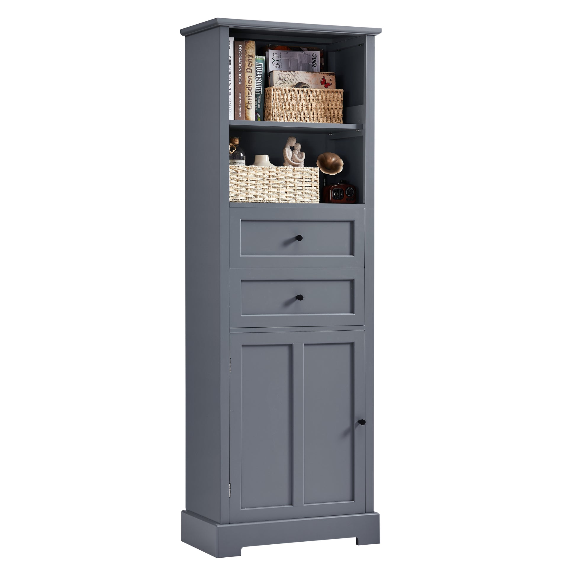 Bathroom Storage Cabinet, Tall Storage Cabinet with grey-mdf