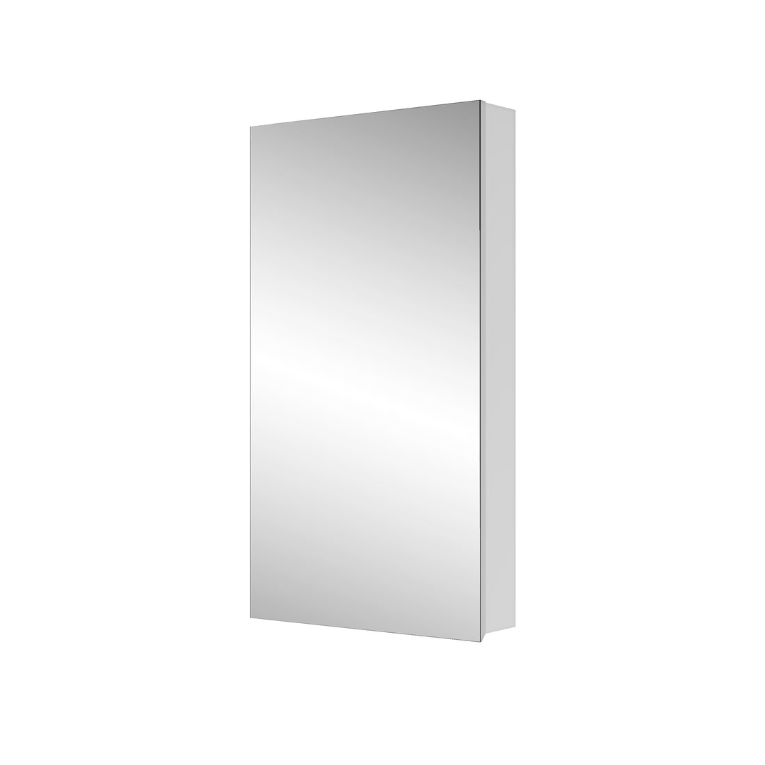 20" W X 36" H Single Door Bathroom Medicine Cabinet With Mirror, Recessed Or Surface Mount Bathroom Wall Cabinet, Beveled Edges,Silver White Engineered Wood