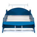 Twin Size Race Car Shaped Platform Bed With Wheels,Blue Blue Plywood