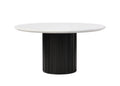 Jaramillo Round Dining Table, Engineering Marble Top & Black Finish Dn02141 Black Wood