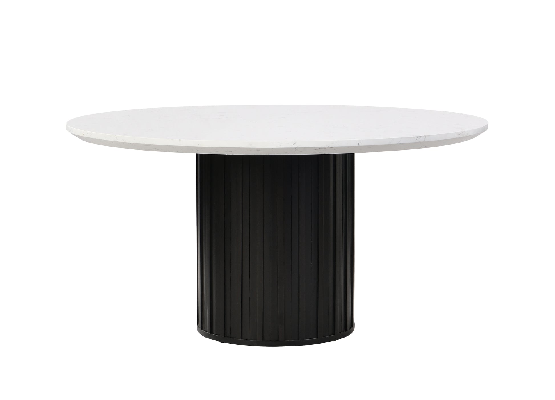 Jaramillo Round Dining Table, Engineering Marble Top & Black Finish Dn02141 Black Wood