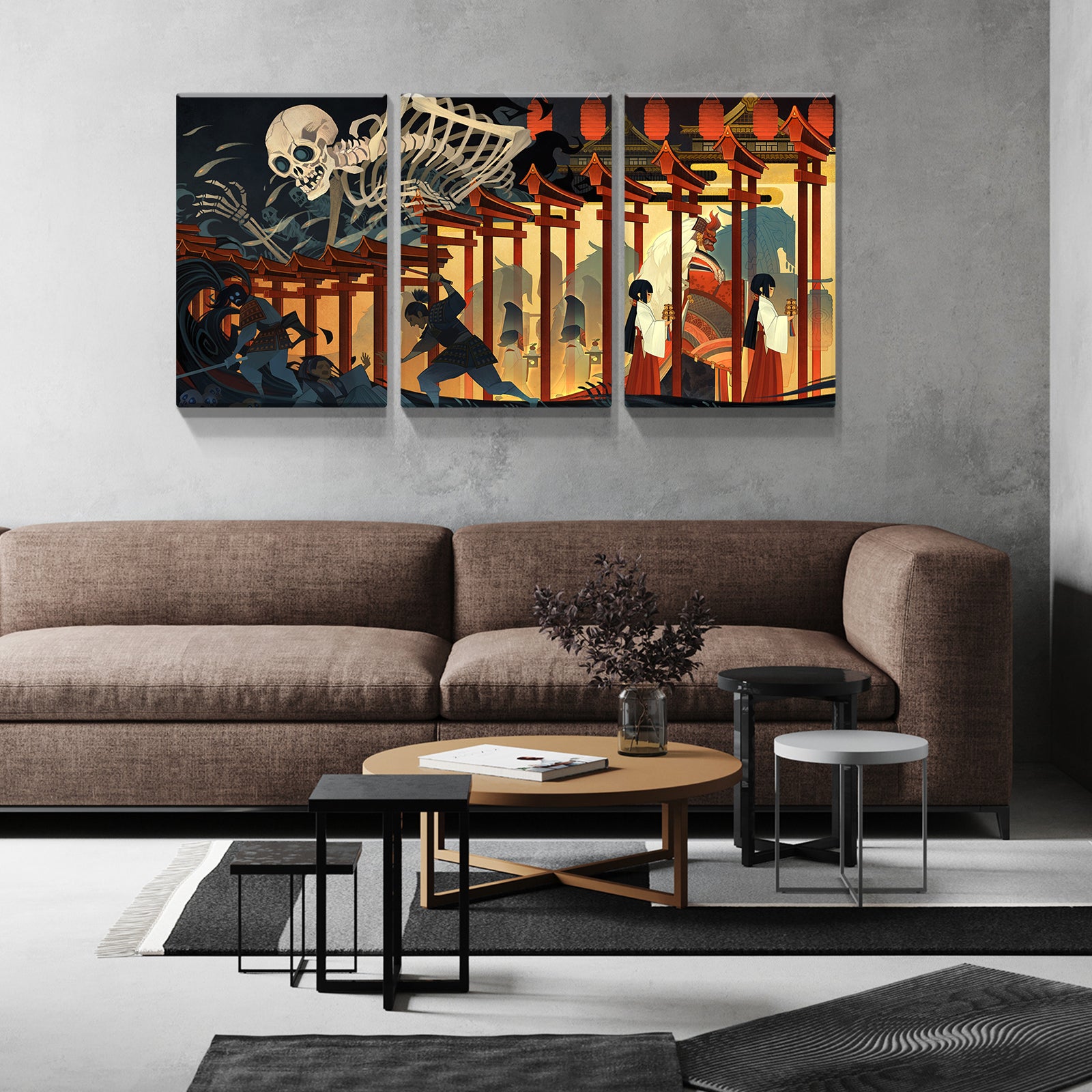 3 Panels Framed Canvas Japanese Wall Art Decor,3 Pieces Ukiyo E Style Painting Decoration Painting For Chrismas Gift, Office,Dining Room,Living Room, Bathroom, Bedroom Decor Ready To Hang Rectangle Framed Multicolor Oversized 41In Canvas Fantasy&Sci Fi