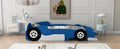 Twin Size Race Car Shaped Platform Bed With Wheels,Blue Blue Plywood