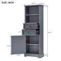 Bathroom Storage Cabinet, Tall Storage Cabinet With Two Drawers, Open Storage, Adjustable Shelf, Grey Grey Mdf