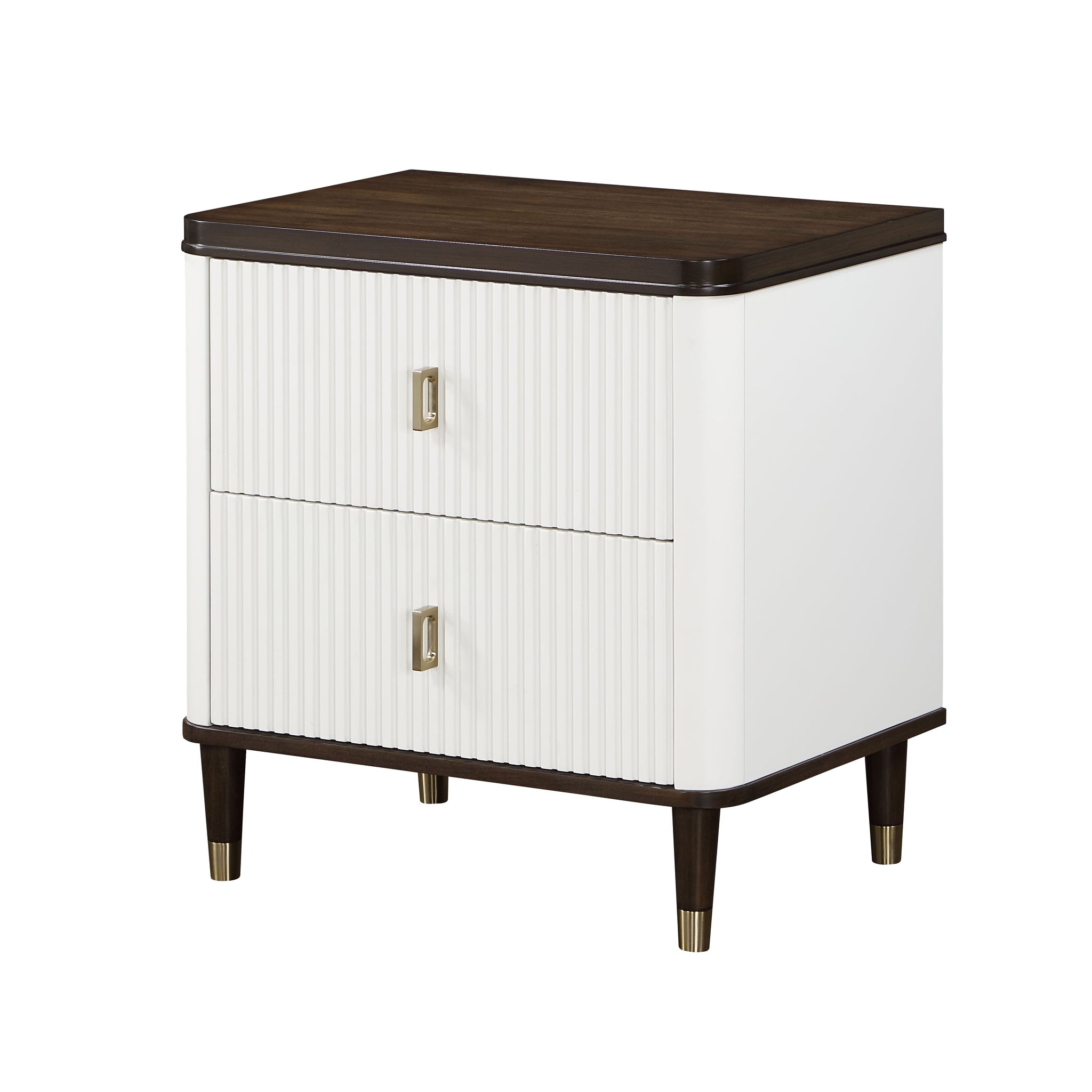 Carena Nightstand W Usb, White & Brown Finish Bd02028 Brown White Wood