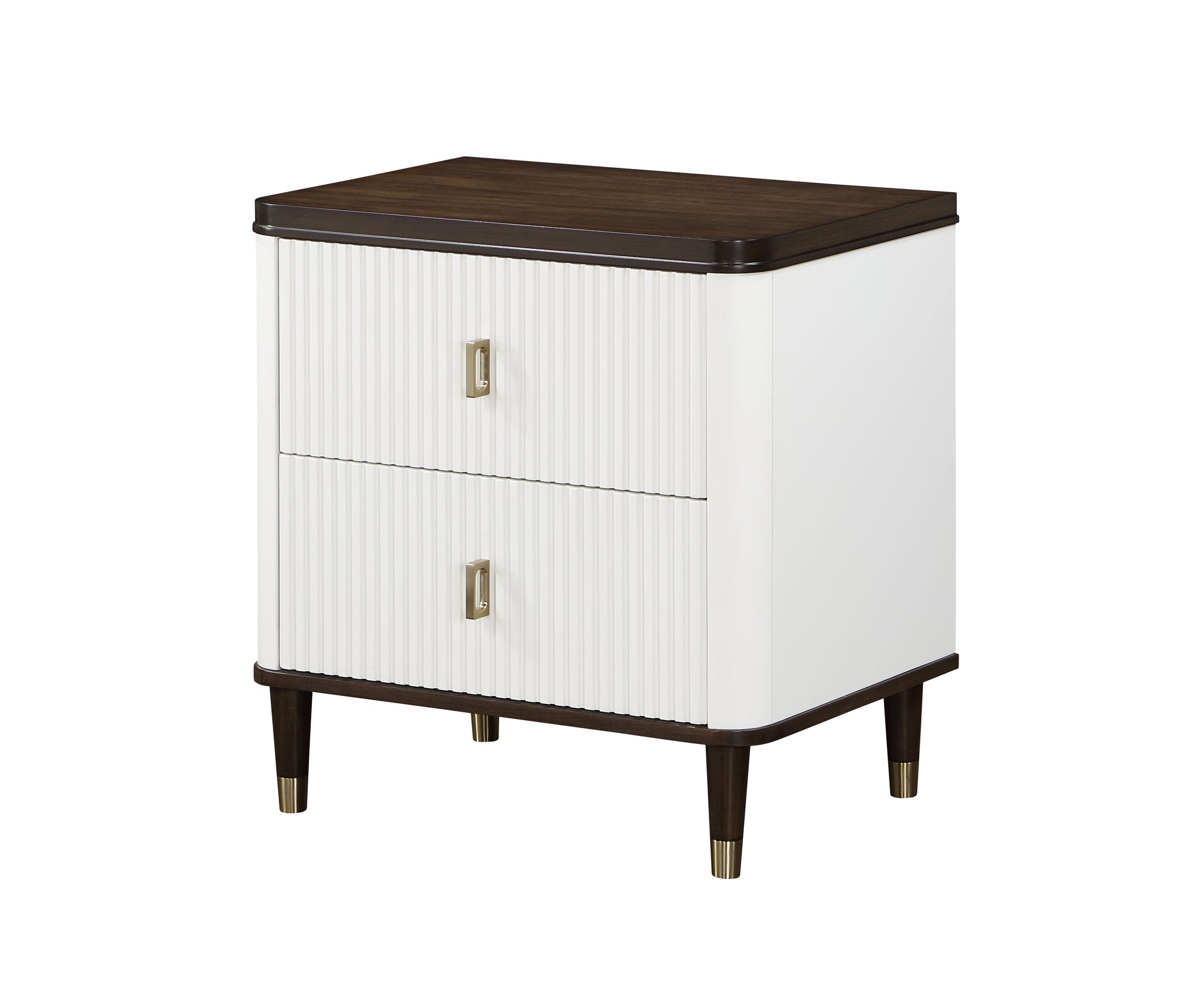 Carena Nightstand W Usb, White & Brown Finish Bd02028 Brown White Wood